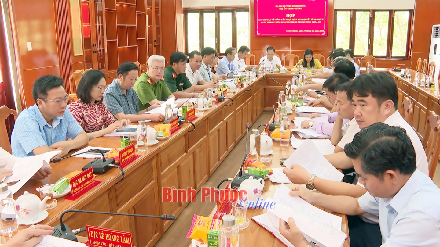 Chơn Thành: Họp Ban chỉ đạo về tổng kết thực hiện Nghị quyết 18