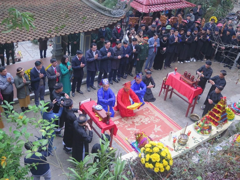 Đại tế lễ tại Lễ hội Đền Đuổm, huyện Phú Lương, tỉnh Thái Nguyên. (Ảnh minh họa: Thu Hằng/TTXVN)
