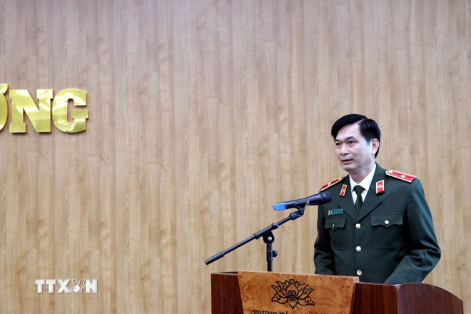 Thiếu tướng, Phó Giáo sư-Tiến sỹ Trịnh Ngọc Quyên, Giám đốc Học viện An ninh Nhân dân (Bộ Công an). (Ảnh: Mạnh Tú/TTXVN) ttxvn-cong-an-nhan-dan-310125-3.jpg