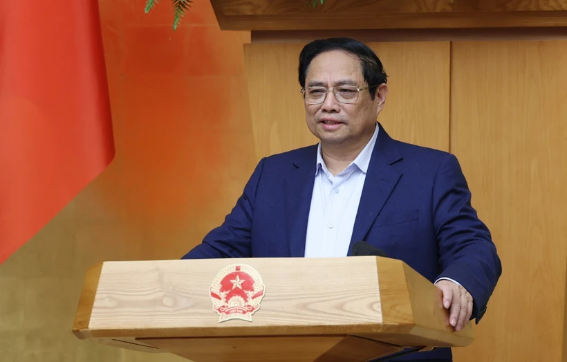 Thủ tướng Phạm Minh Chính chủ trì Phiên họp Chính phủ thường kỳ tháng 1 năm 2024. (Ảnh: Dương Giang/TTXVN)