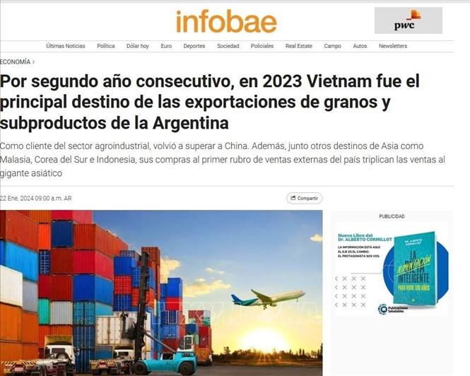 Việt Nam là thị trường nhập khẩu nông sản hàng đầu của Argentina