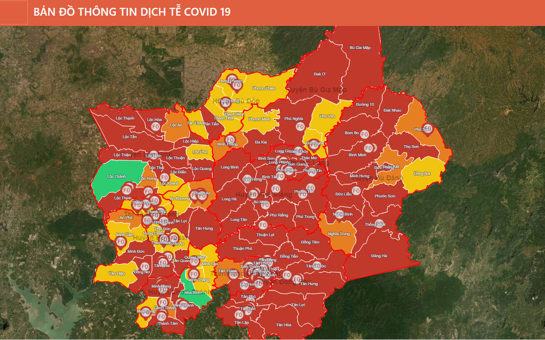 Bình Phước có 6 huyện, thị xã, thành phố đang ở nhóm “nguy cơ rất cao”