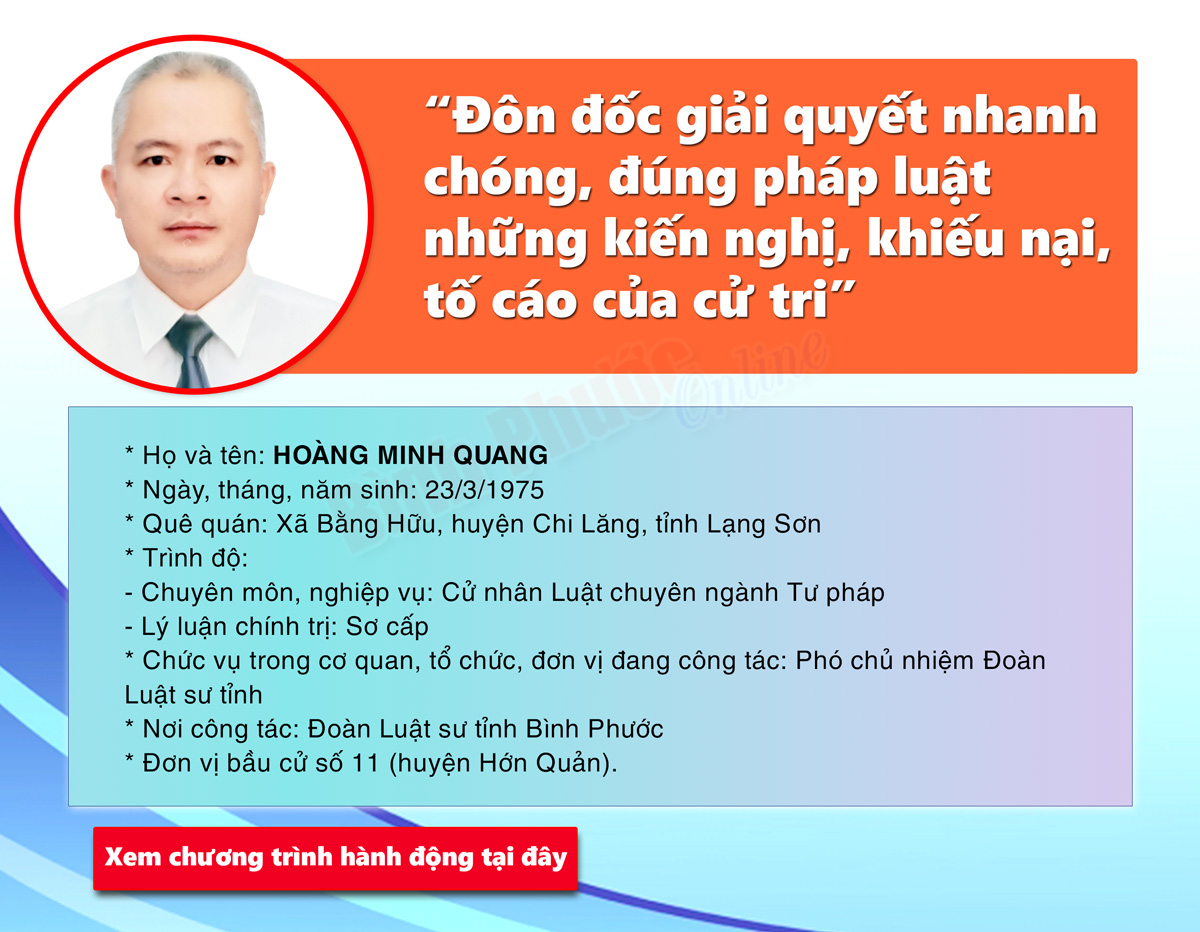 Chương trình hành động của ứng cử đại biểu Hội đồng nhân dân tỉnh khóa X - HOÀNG MINH QUANG
