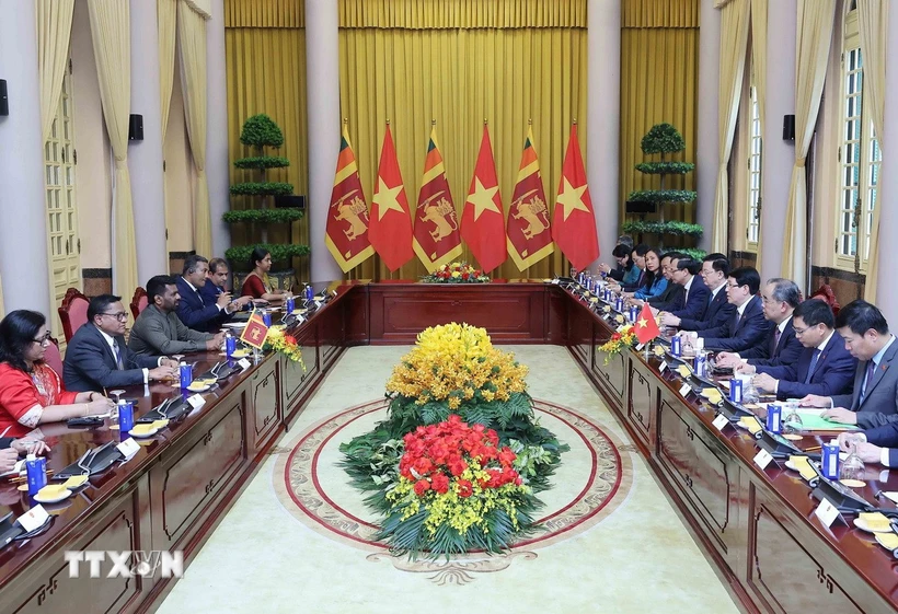 Chủ tịch nước Lương Cường hội đàm với Tổng thống Sri Lanka Anura Kumara Dissanayaka. (Ảnh: Lâm Khánh/TTXVN)