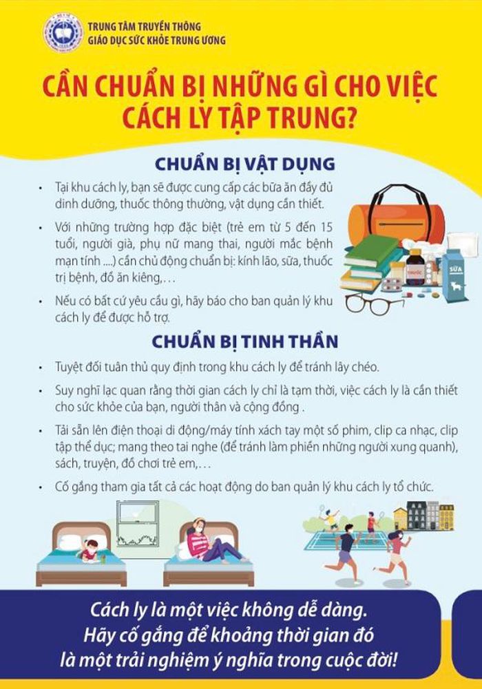 Đi cách ly tập trung, cần chuẩn bị gì?