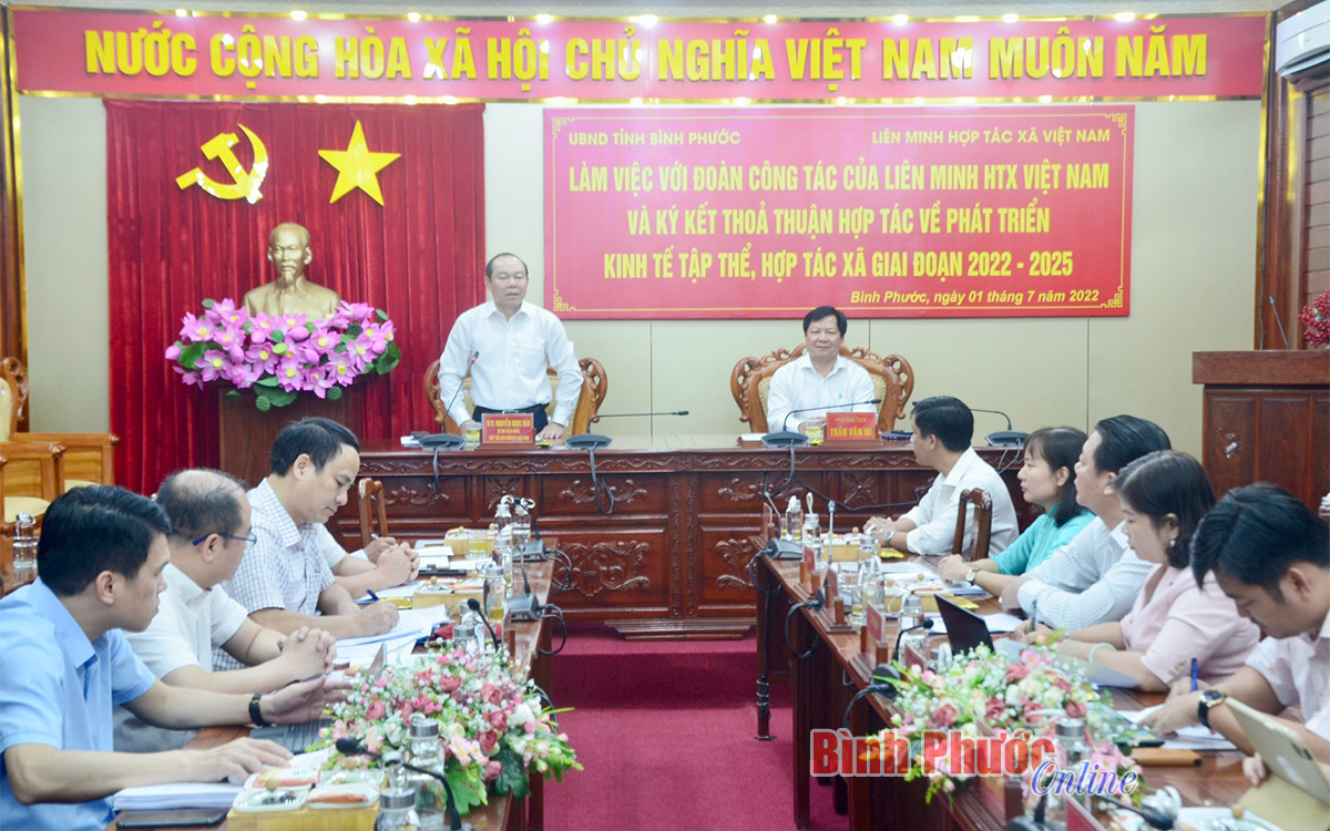 UBND tỉnh Bình Phước ký kết thỏa thuận hợp tác với Liên minh HTX Việt Nam