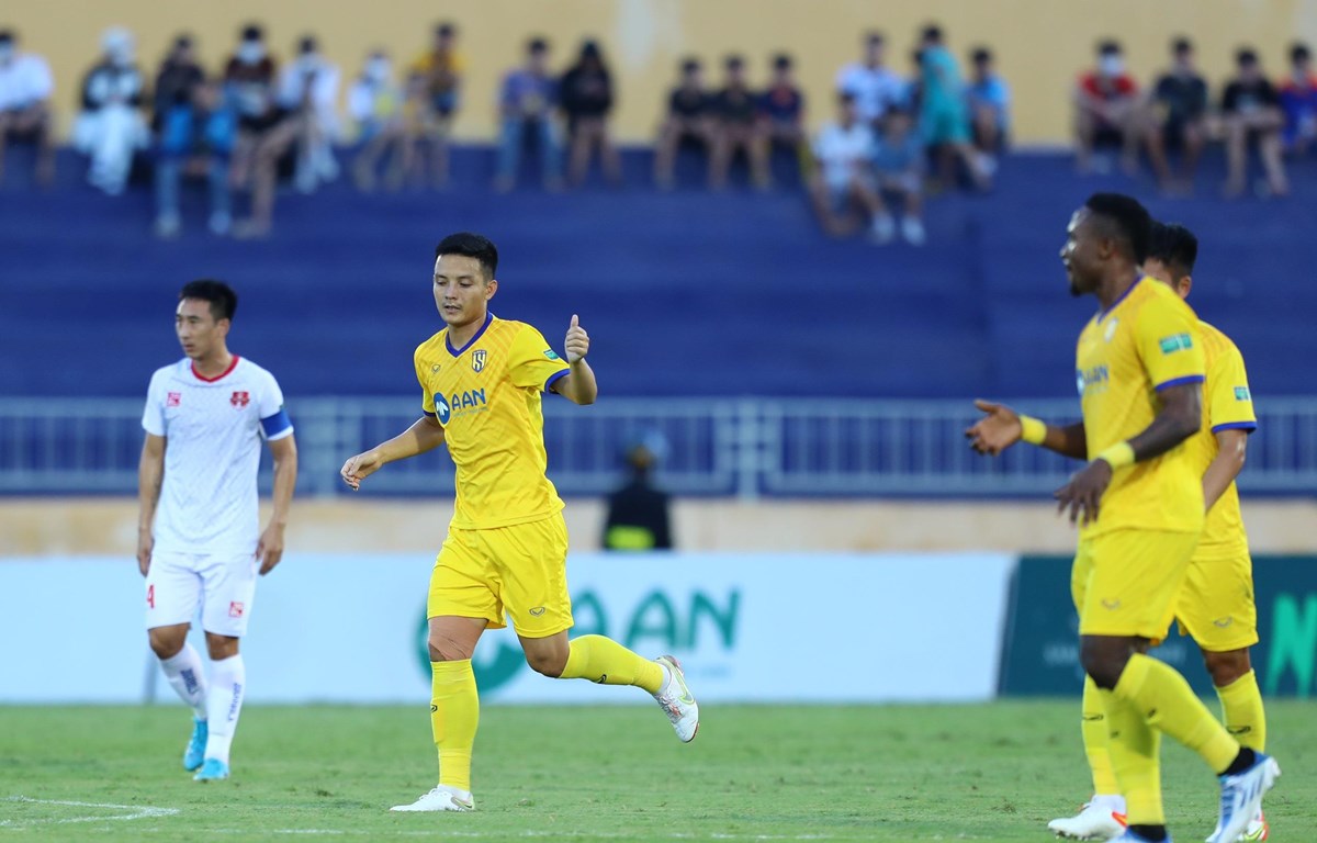 Sông Lam Nghệ An duy trì phong độ cao mỗi lần được thi đấu trên sân nhà. (Ảnh: PV/Vietnam+)