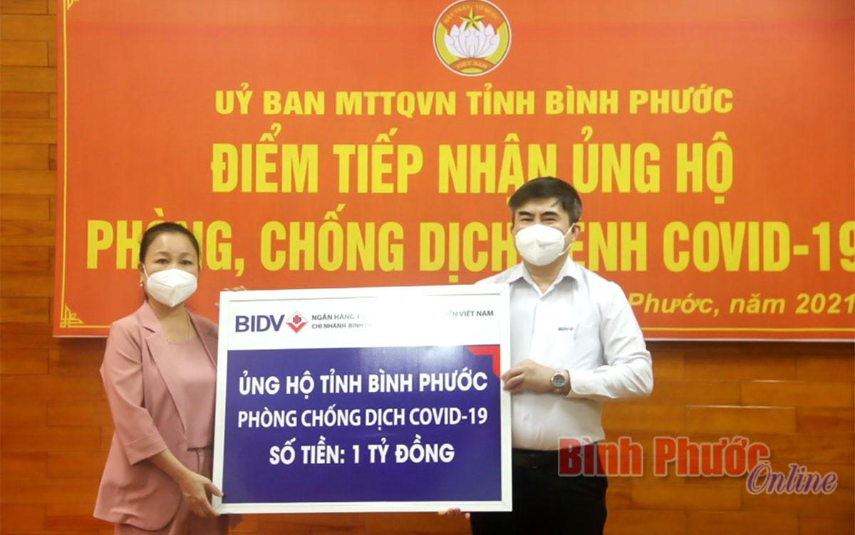 BIDV chi nhánh Bình Phước ủng hộ 1 tỷ đồng phòng, chống dịch