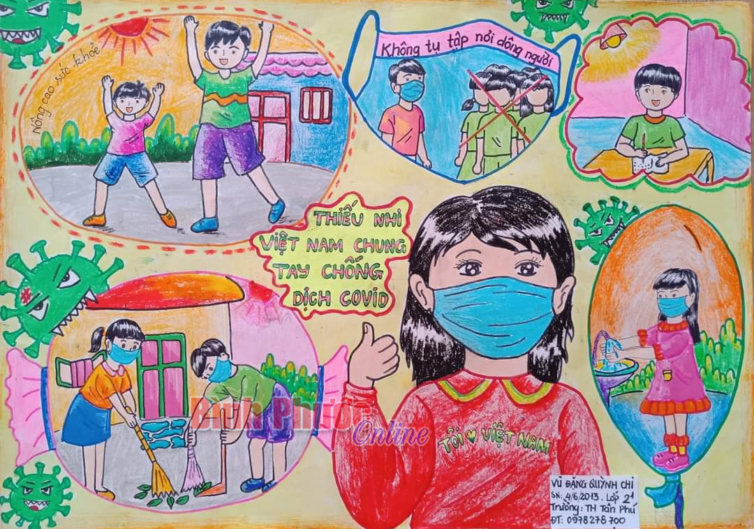 Cuộc thi vẽ tranh Vững tin Việt Nam Thể hiện tinh thần chung tay phòng  chống dịch bệnh của thiếu nhi