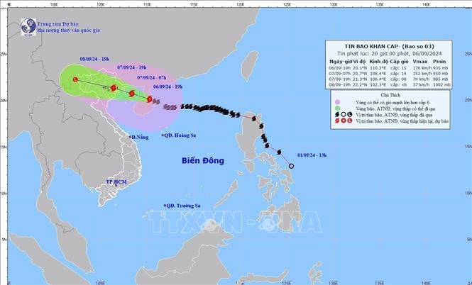 Bão số 3 đã vào vịnh Bắc Bộ và giảm hai cấp