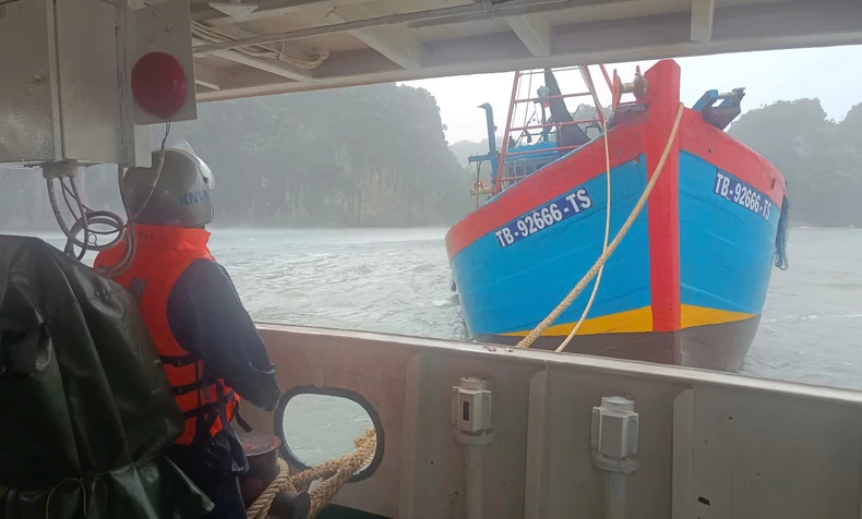 Vùng 3 Hải quân kịp thời cứu ngư dân gặp nạn trong bão số 3 ảnh 2