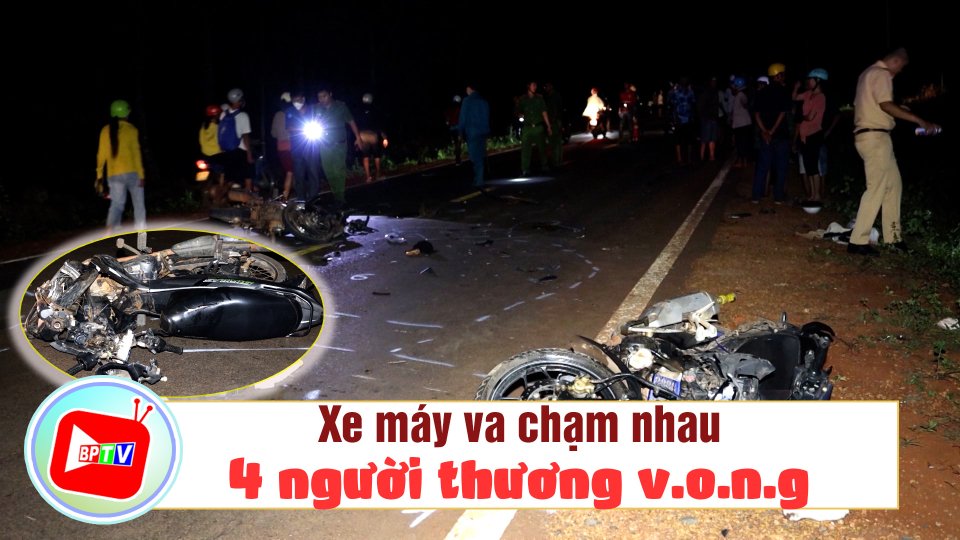 Bình Phước: 2 xe máy va chạm nhau, 4 người thương v.o.n.g |BPTV
