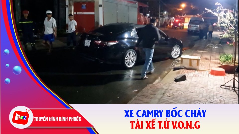 Bình Phước: Ô tô Camry bốc cháy lúc rạng sáng, tài xế t.ử v.o.n.g trên ghế lái |BPTV