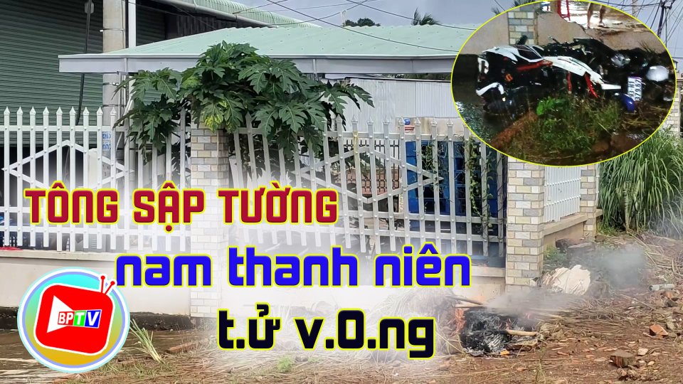 Bình Phước: Xe máy tông sập tường rào công ty, nam thanh niên t.4 v.0.ng