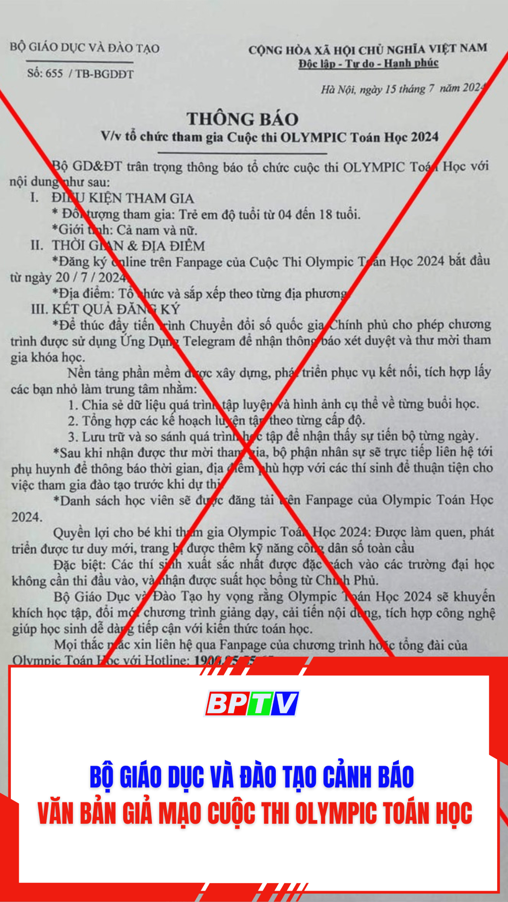 Bộ Gi&aacute;o dục v&agrave; Đ&agrave;o tạo cảnh b&aacute;o văn bản giả mạo về cuộc thi Olympic To&aacute;n học #shorts