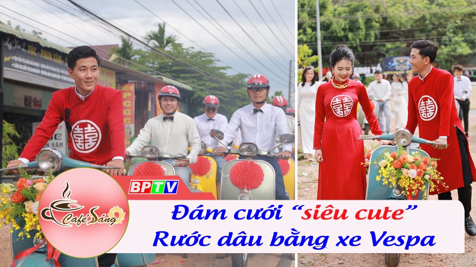 Đám rước dâu bằng xe Vespa | Cà phê sáng 23-12-2022 || BPTV