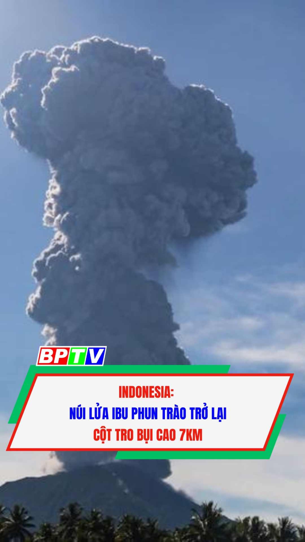 Indonesia: Núi lửa Ibu phun trào trở lại, cột tro bụi cao 7km #shorts