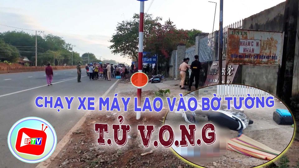 Nam thanh niên chạy xe máy húc vào bờ tường bên đường