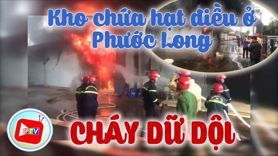 NÓNG: Cháy lớn tại một kho chứa hạt điều ở Phước Long