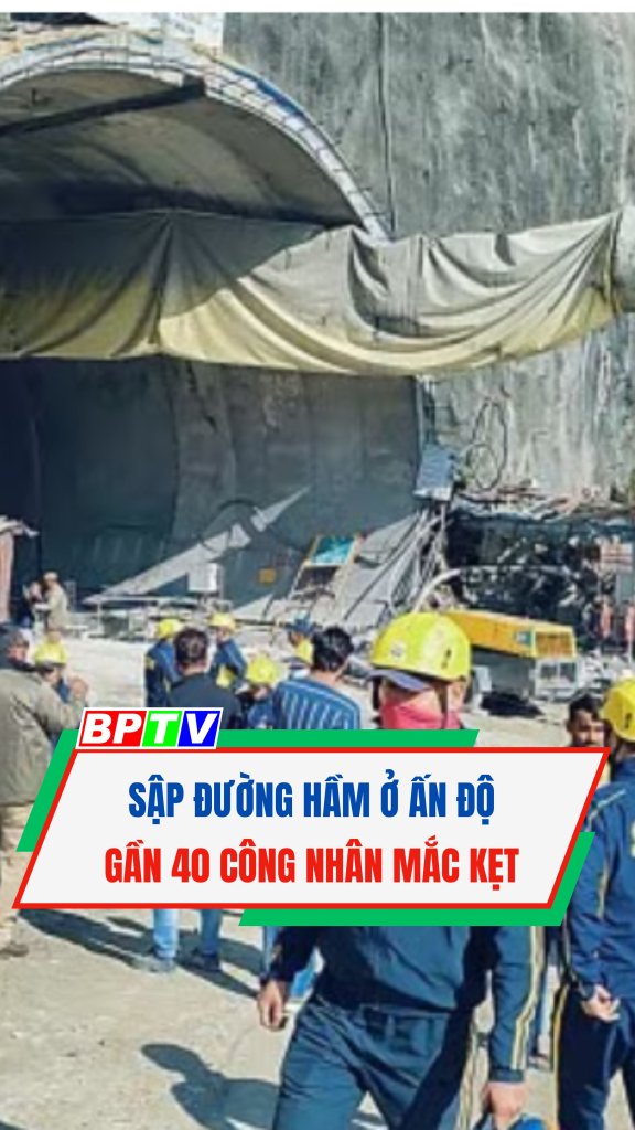 Sập đường hầm ở Ấn Độ, gần 40 công nhân mắc kẹt #short