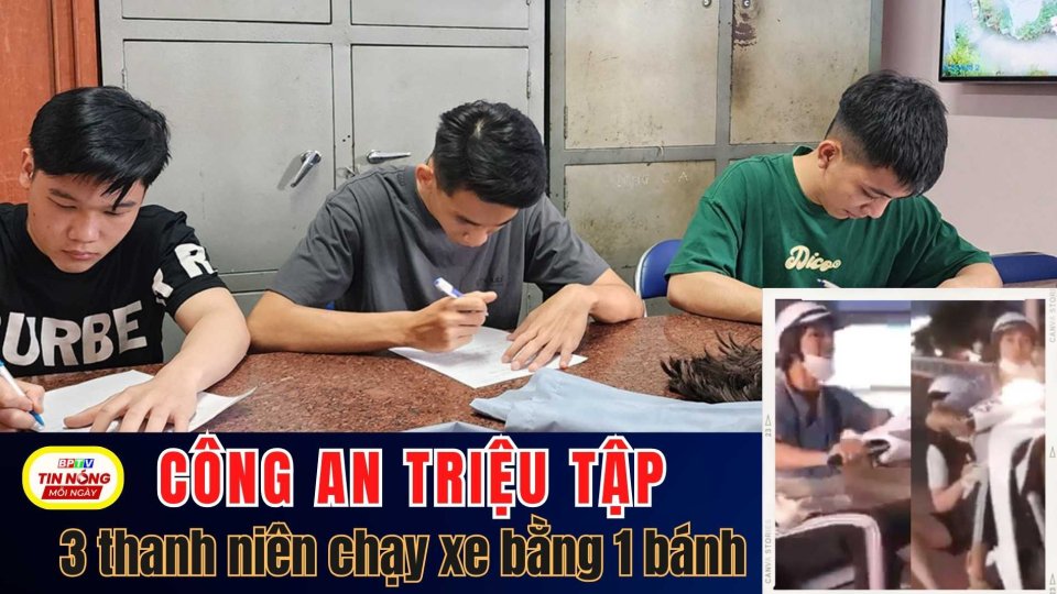 Triệu tập 3 thanh niên chạy xe máy bằng một bánh, phóng bạt mạng trên quốc lộ 1