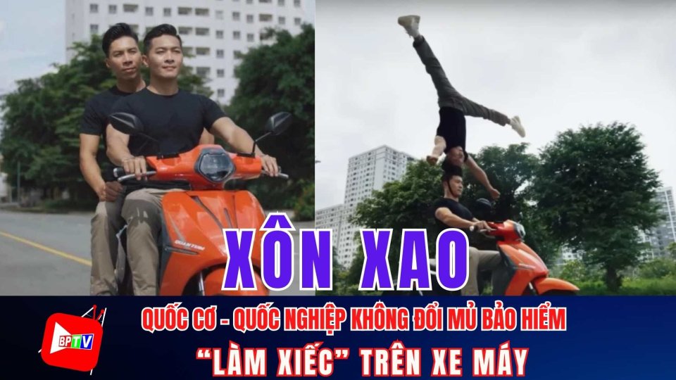 Xôn xao clip Quốc Cơ - Quốc Nghiệp chồng đầu lái xe máy, Công an vào cuộc xác minh