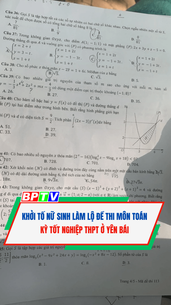 Yên Bái: Khởi tố nữ sinh làm lộ đề thi môn toán kỳ tốt nghiệp THPT #short